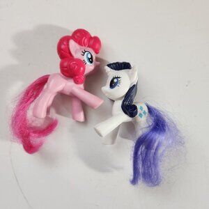 My Little Pony Mini Figures Pinkie Pie & Rarity Collectible Toys With Brushable